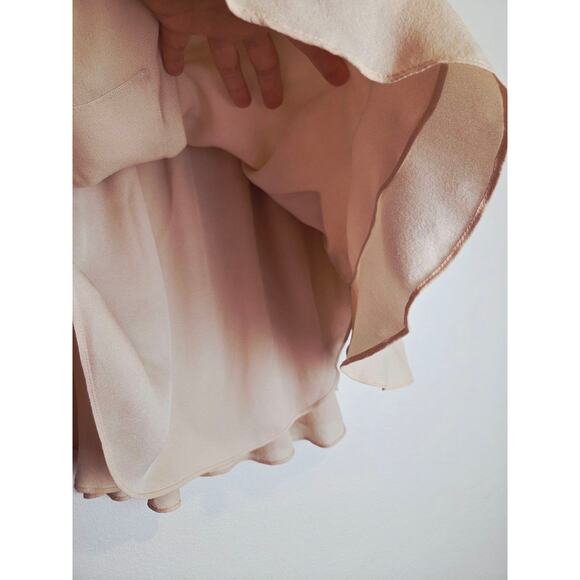A.L.C. 100% Silk Skirt Womens 0 Mini Layered Ruffle Beige Nude Asymmetrical Hem - Picture 5 of 10